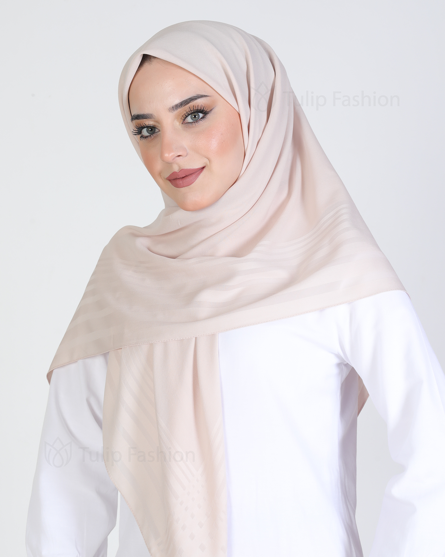 Hijab - Chiffon Stripes 120 cm - Beige - 3