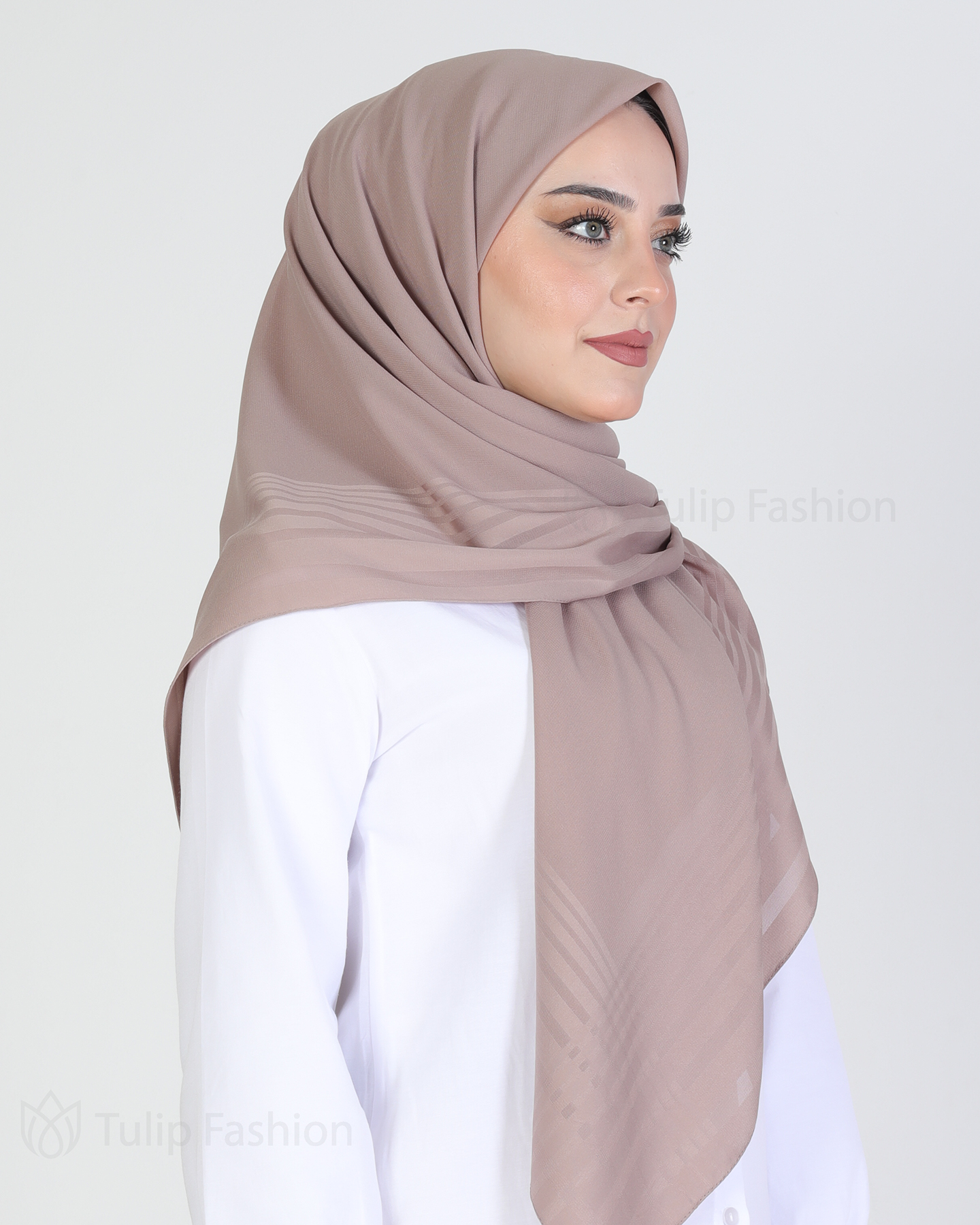 Hijab - Chiffon Stripes 120 cm - Brown - 3