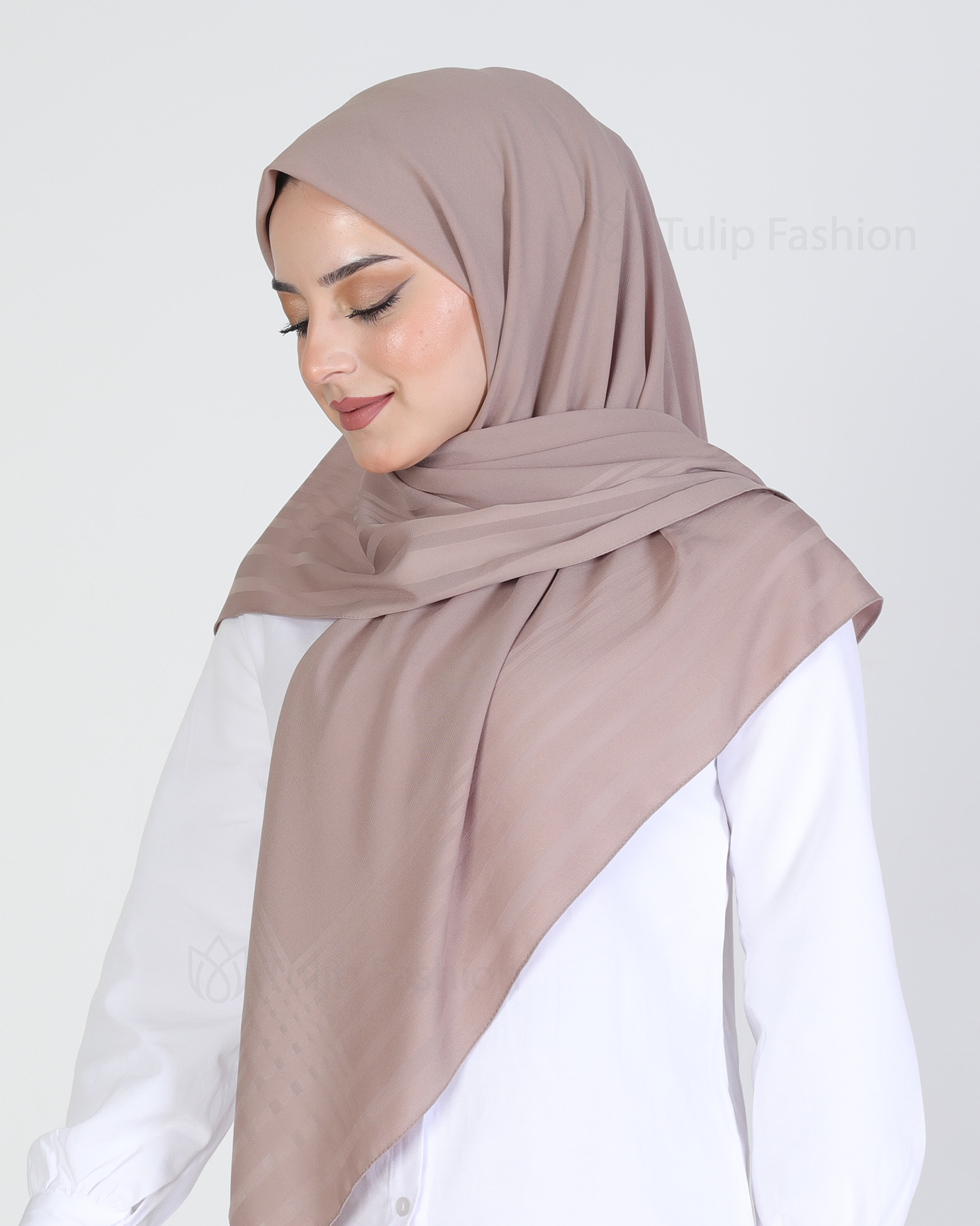 Hijab - Chiffon Stripes 120 cm - Brown - 4