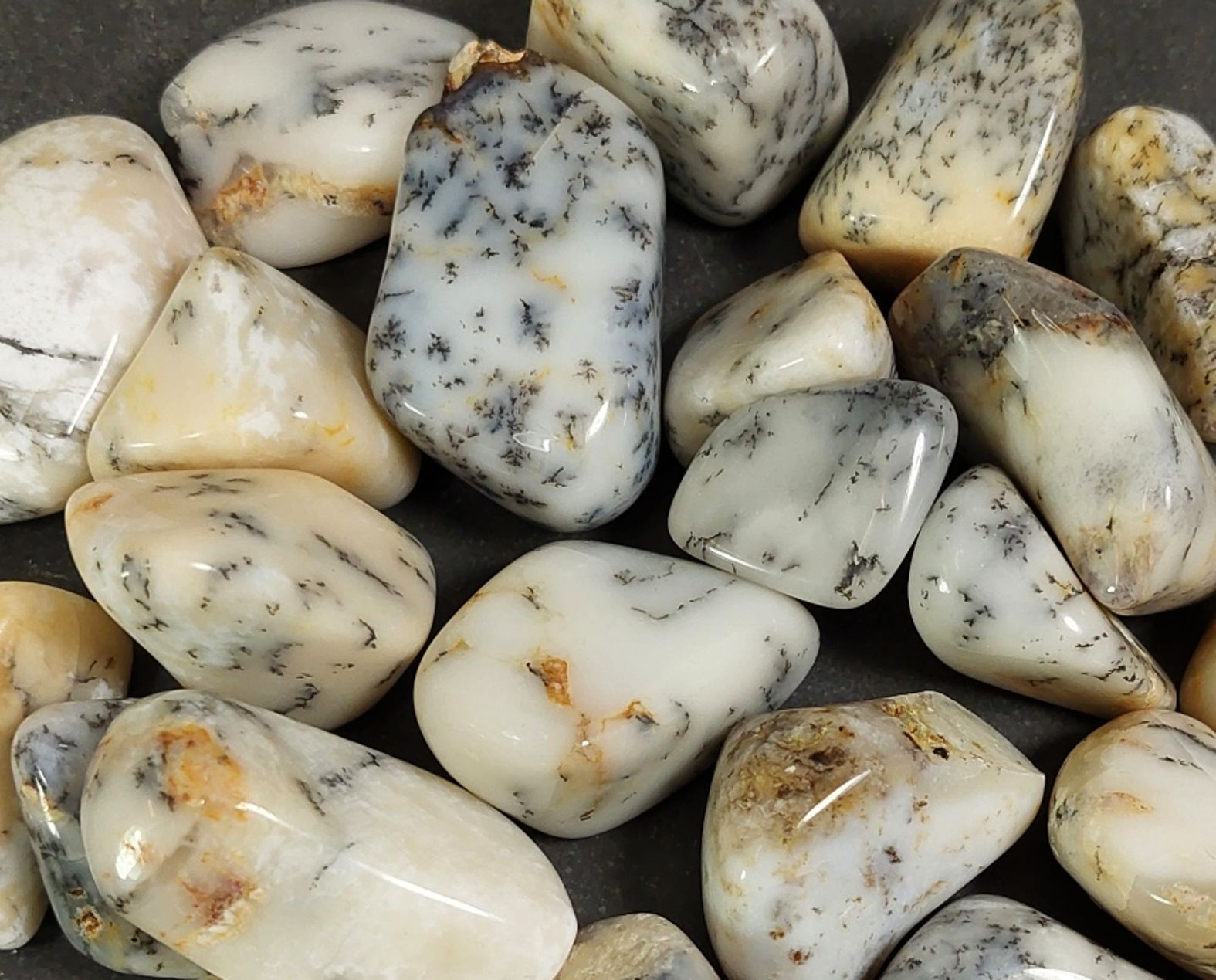 Dendritisk Opal, Vit - Trumlad - 2