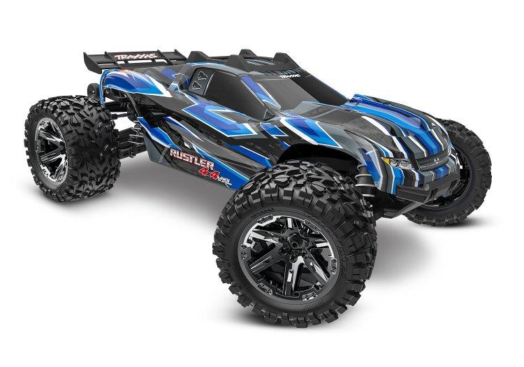 Traxxas Rustler 4x4 VXL 1/10 RTR TQi TSM HD Blå utan Batteri / Laddare