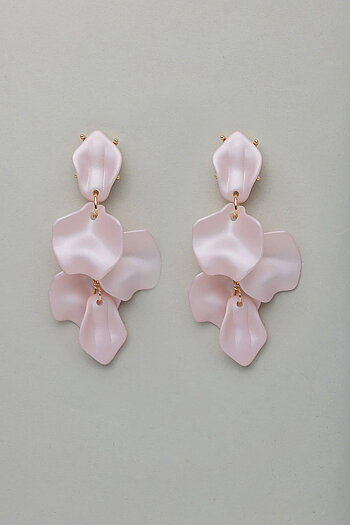 Bow 19 - Leaf  Earrings Pearl Light Pink