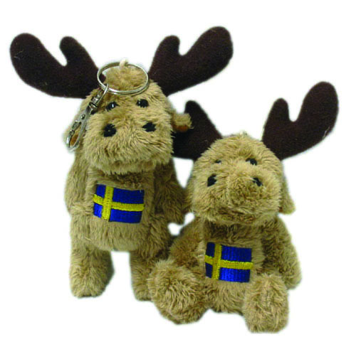 Schlüsselanhänger Plüsch Elch Schweden Flagge