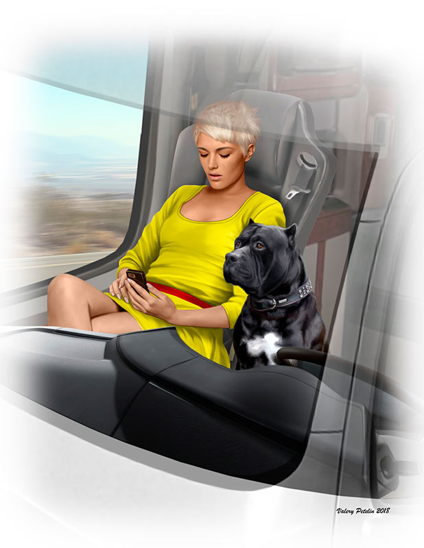 1/24 Truckers series. Joni (Lookout) Johnson & her dog Maxx