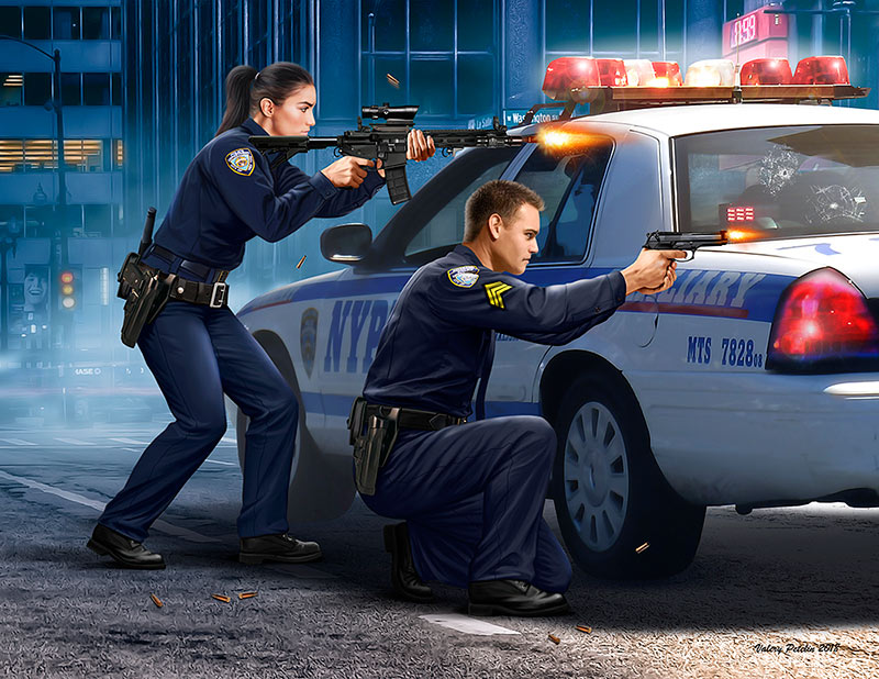 1/24 The Heist series, Kit ?1. Shots fired ? Officer needs assistance, civilian casualties reported, Request back-up ASAP!!! Sgt Jack Melgoza and Patrolman Sally Taylor