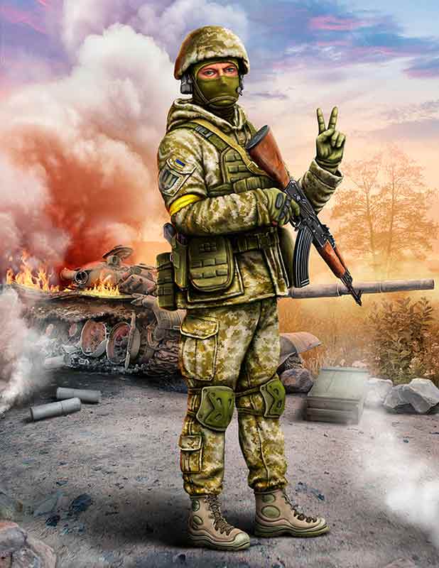 1/24 Russian-Ukrainian War series, Kit ?1. Ukrainian soldier, Defence of Kyiv, March 2022