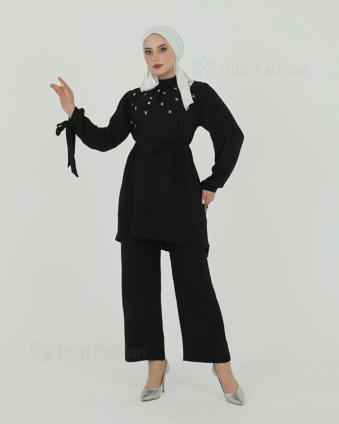 Tunic set with pants - Black