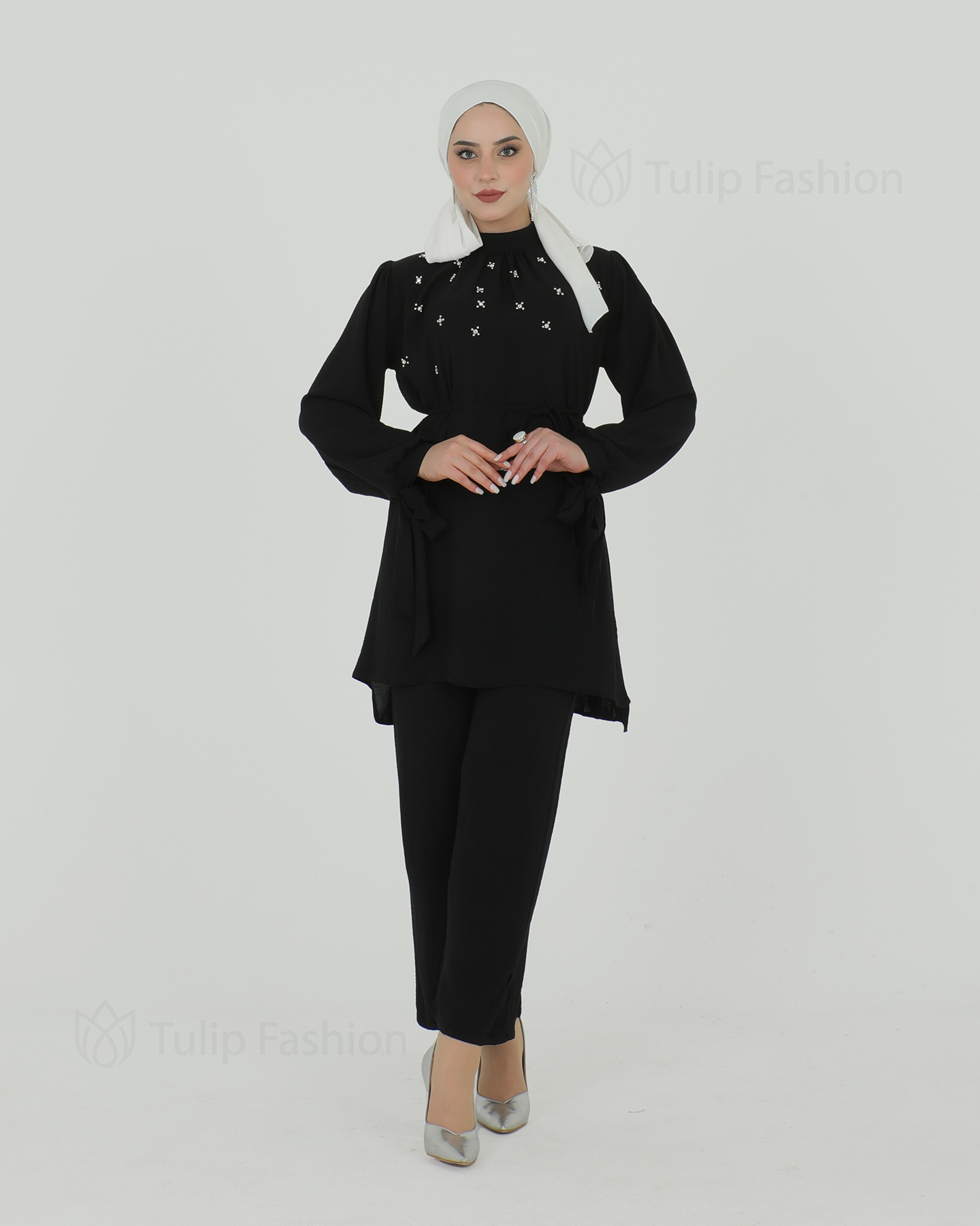 Tunic set with pants - Black - 3