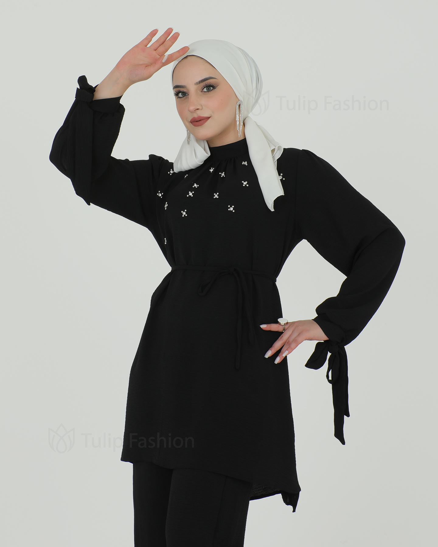 Tunic set with pants - Black - 4