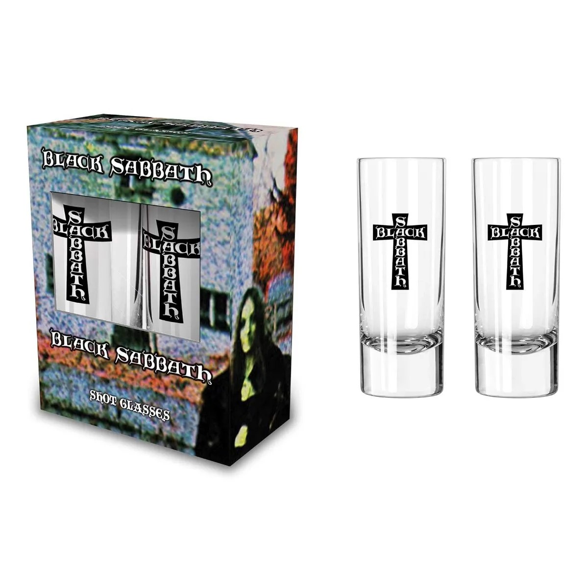 BLACK SABBATH SHOT GLASS - CROSS LOGO (2-PACK)