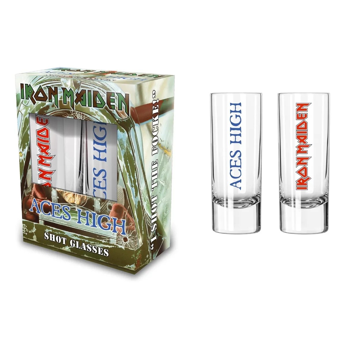 IRON MAIDEN SHOT GLASS - ACES HIGH (2-PACK)