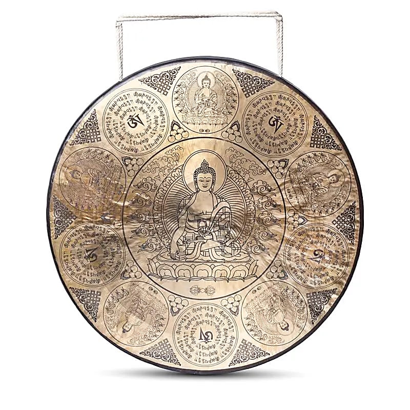 Nepalesisk gong Buddha Shakyamuni graverad 60 cm
