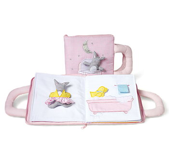 Godnatt-bok, rosa med kanin med eller utan text