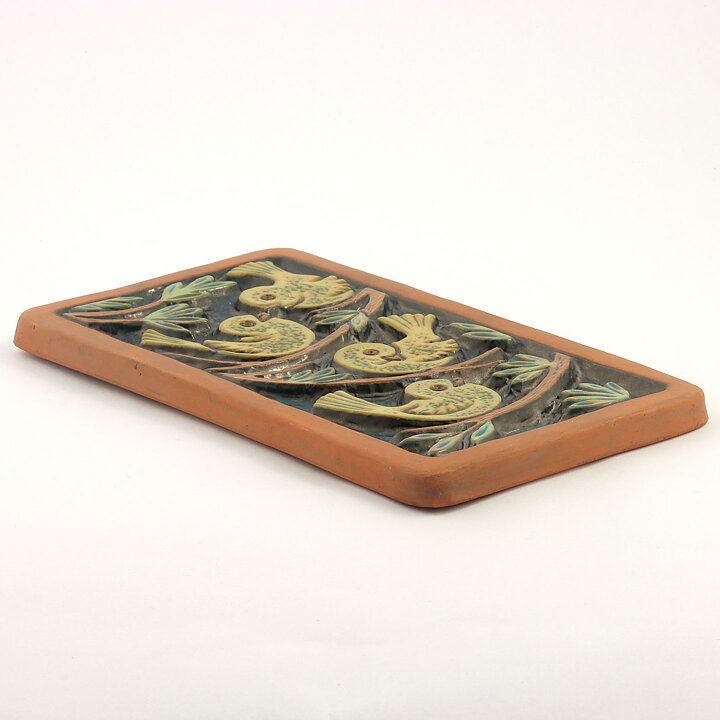 Berth Norrman (1960s) Rectangular Wall Plaque with Birds Motif 26 cm