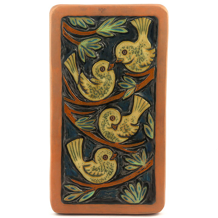 Berth Norrman (1960s) Rectangular Wall Plaque with Birds Motif 26 cm