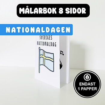 Sveriges Nationaldag Pyssel - Målarbok 8 sidor