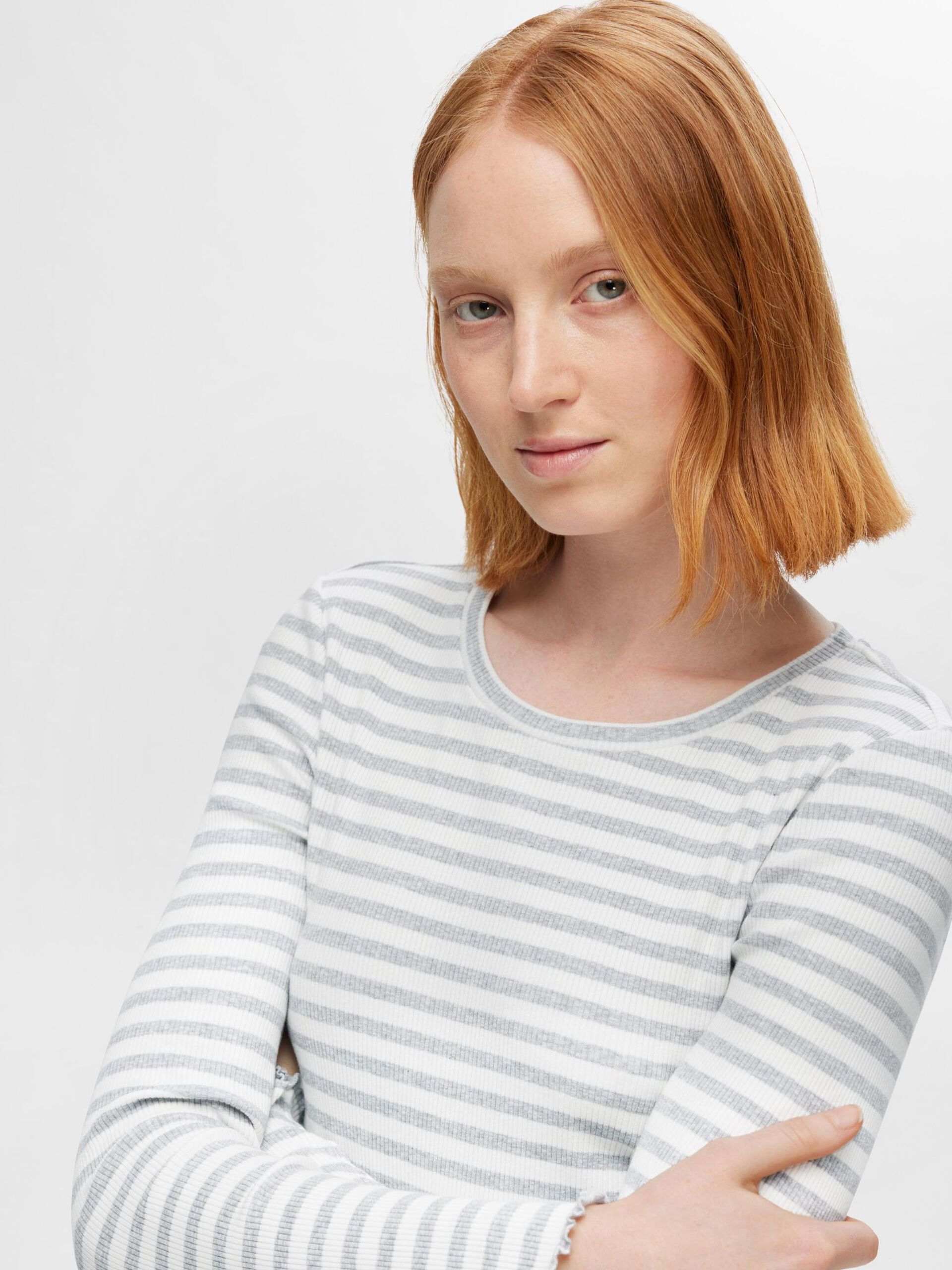 Selected Femme Striped T-shirt Light Grey Mel. - 5