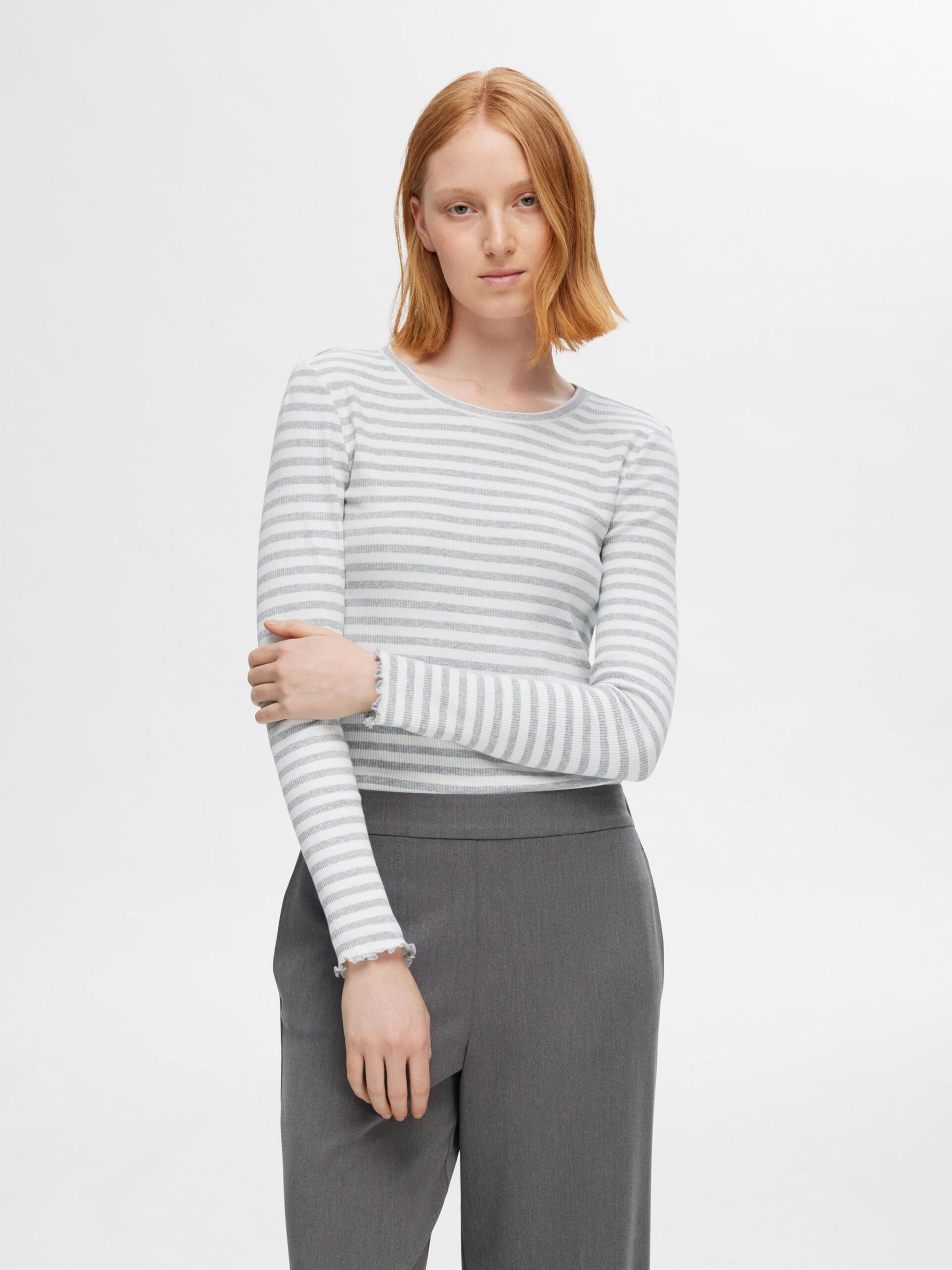 Selected Femme Striped T-shirt Light Grey Mel. - 3