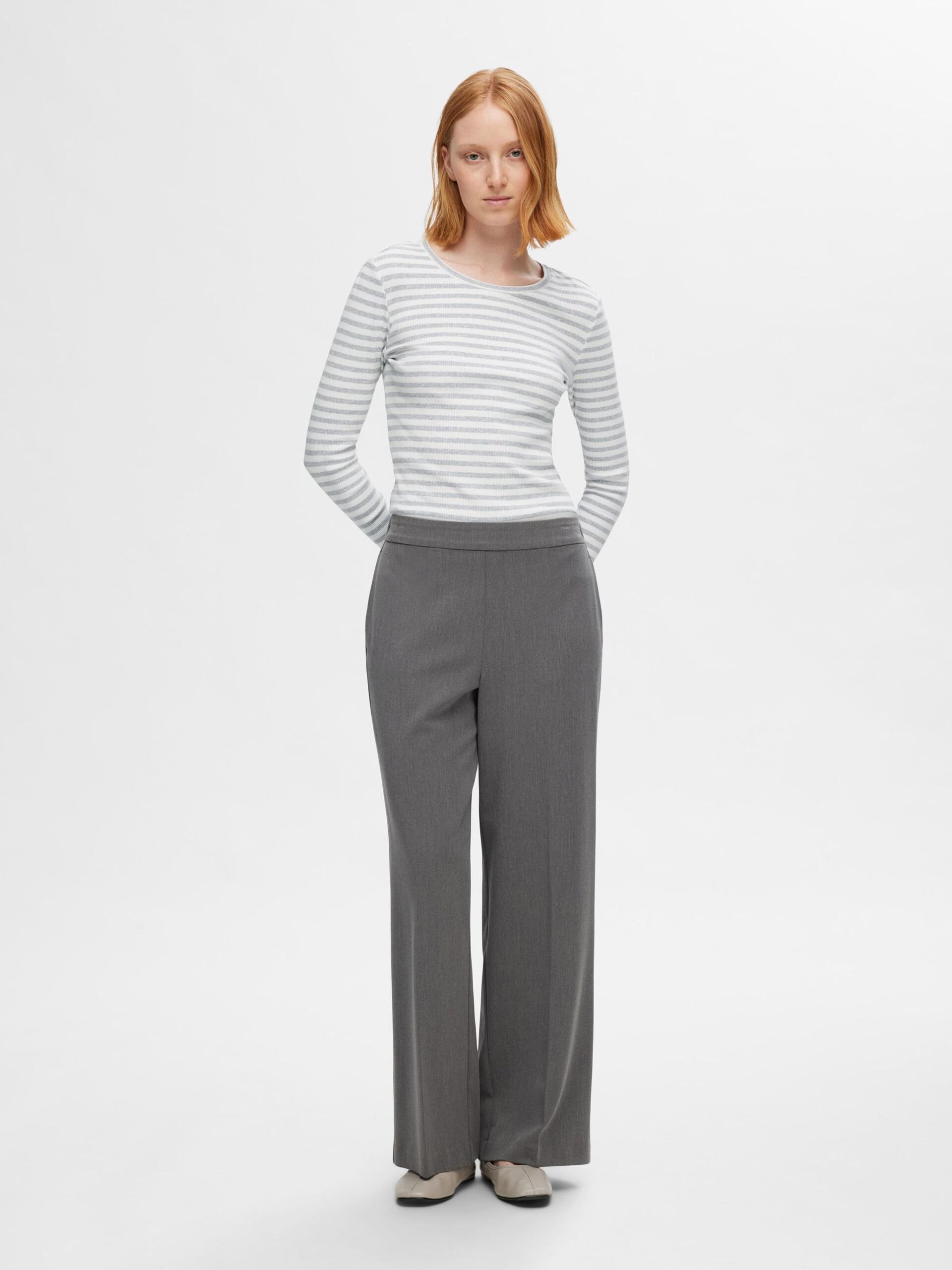 Selected Femme Striped T-shirt Light Grey Mel. - 2