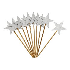 Party Picks Glitter Star Silver 10-pack