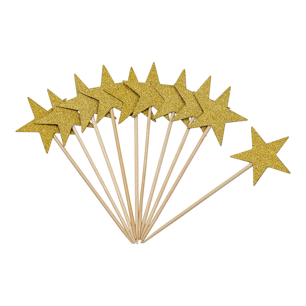 Party Picks Glitter Star Gold 10-pack
