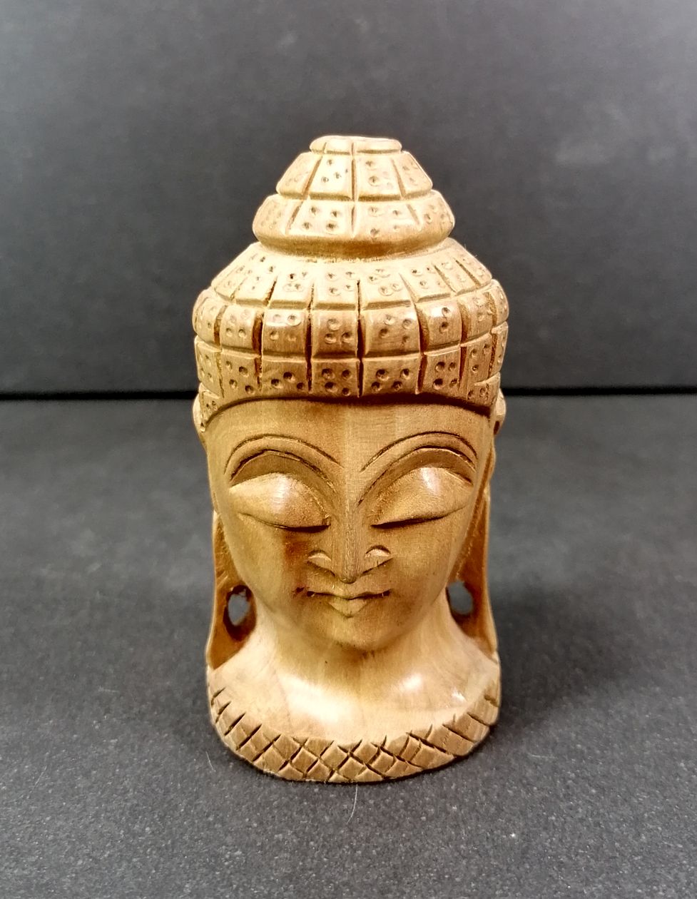 Buddha huvud i sandelträ - 7,5cm