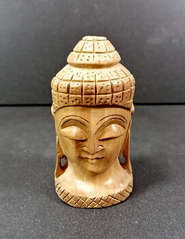 Buddha huvud i sandelträ - 7,5cm