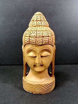 Buddha huvud i sandelträ - 13cm