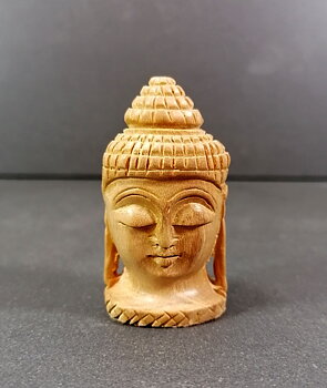 Buddha Huvud mini i sandelträ - 5cm