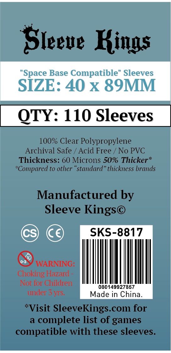 Sleeve Kings Space Base Compatible Sleeves (40x89mm) 110 Pack 60 Microns