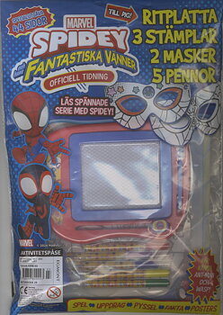 Aktivitetspåse nr 3 2024, Marvel Spidey och hans fantastiska vänner, Ritplatta, 3 stämplar, 2 masker & 5 pennor