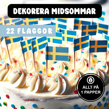 Dekoration Midsommar, Pyssel för barn till midsommar, Svenska Flaggan