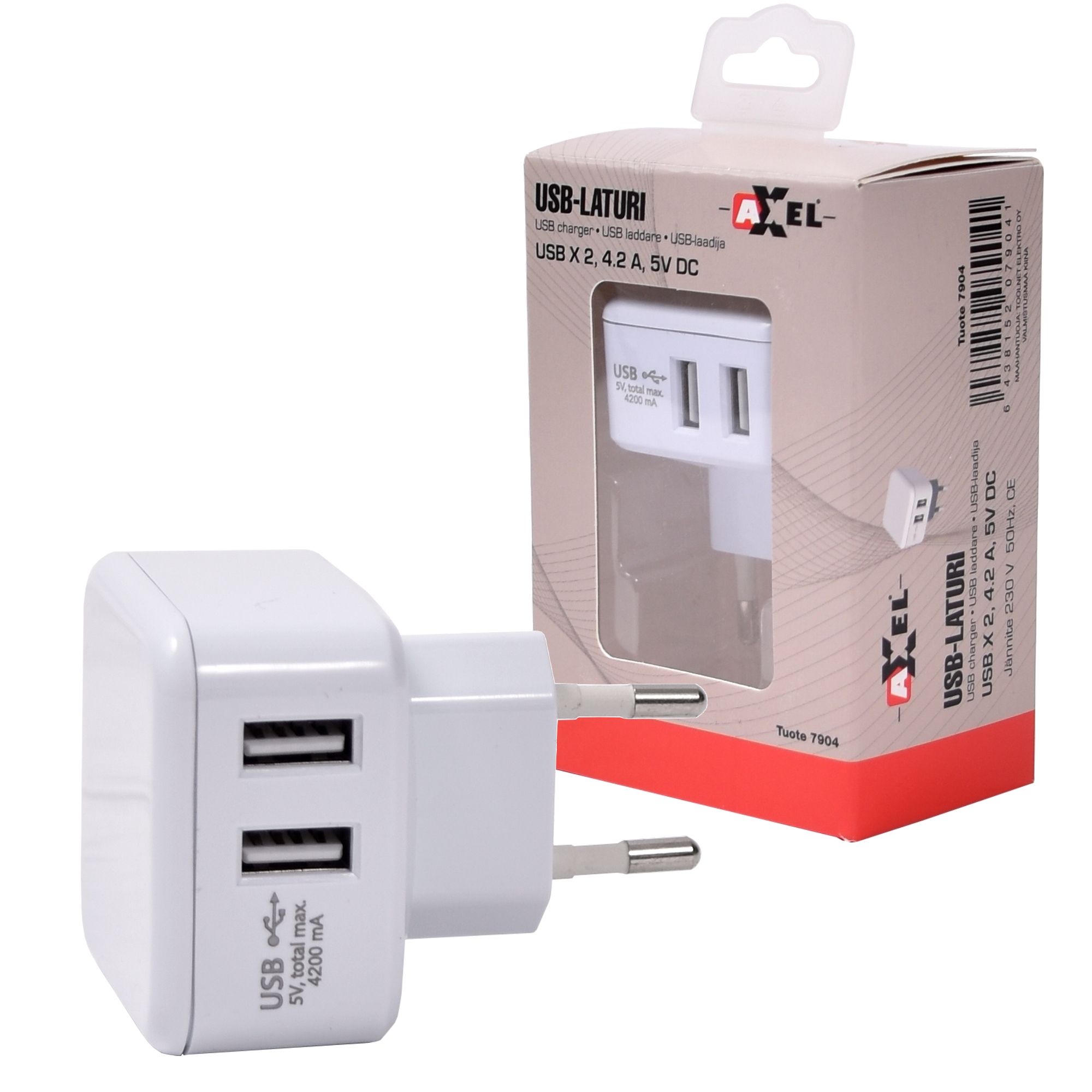 USB LADDARE X2, 5V DC, MAX. 4.2A 230 V-50 HZ 0.25 A
