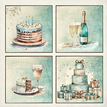 Reprint - Printed  papper 12x12 - Birthday - Cards