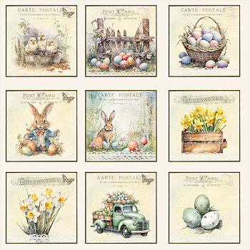 Reprint - Printed  papper 12x12 - Easter - Tags