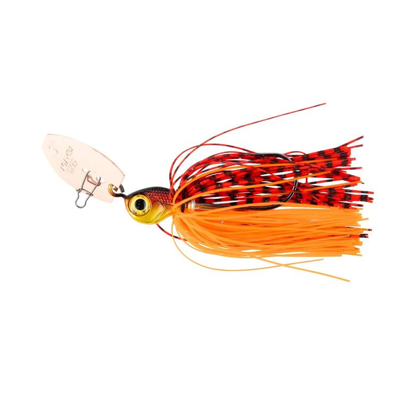 Armada eyechatter is a 10g chatterbait. Vibrates and knocks away grass with its spoon in front. Perch killer. fire craw