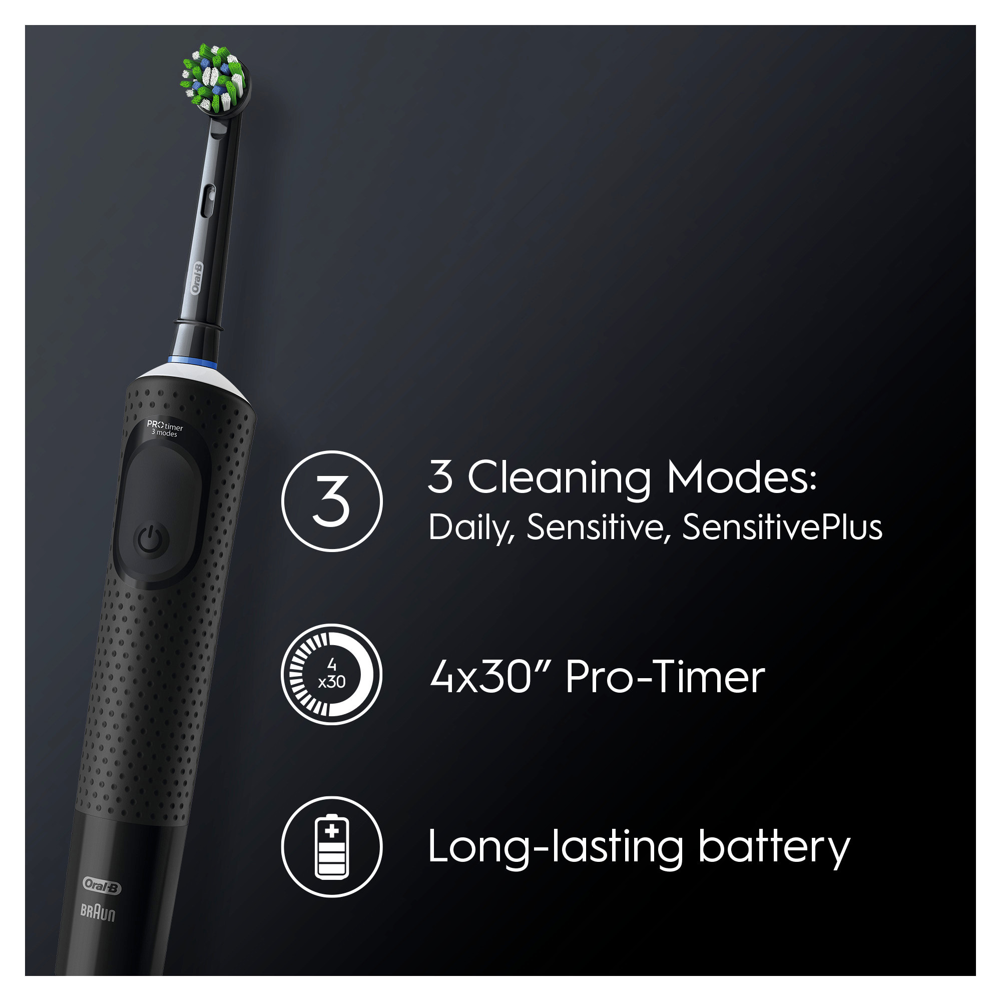 Eltandborste Vitality Pro Black Extra Refill - 4