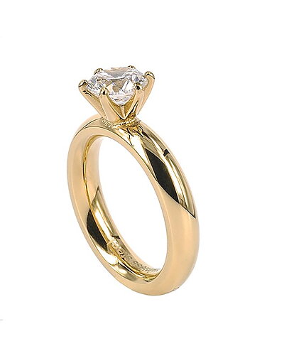 Ring Stål med gnistrande vit kristall 7 mm i dia