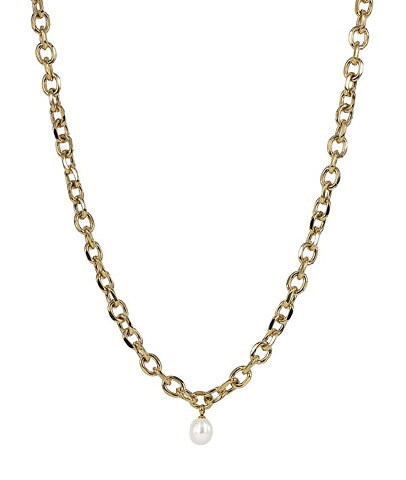 Kort stålhalsband 40 cm med en hängande sötvattenspärla 10mm