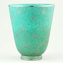 Wilhelm Kåge (Argenta 1959) Green Widening Vase with Leaf Decor 15 cm