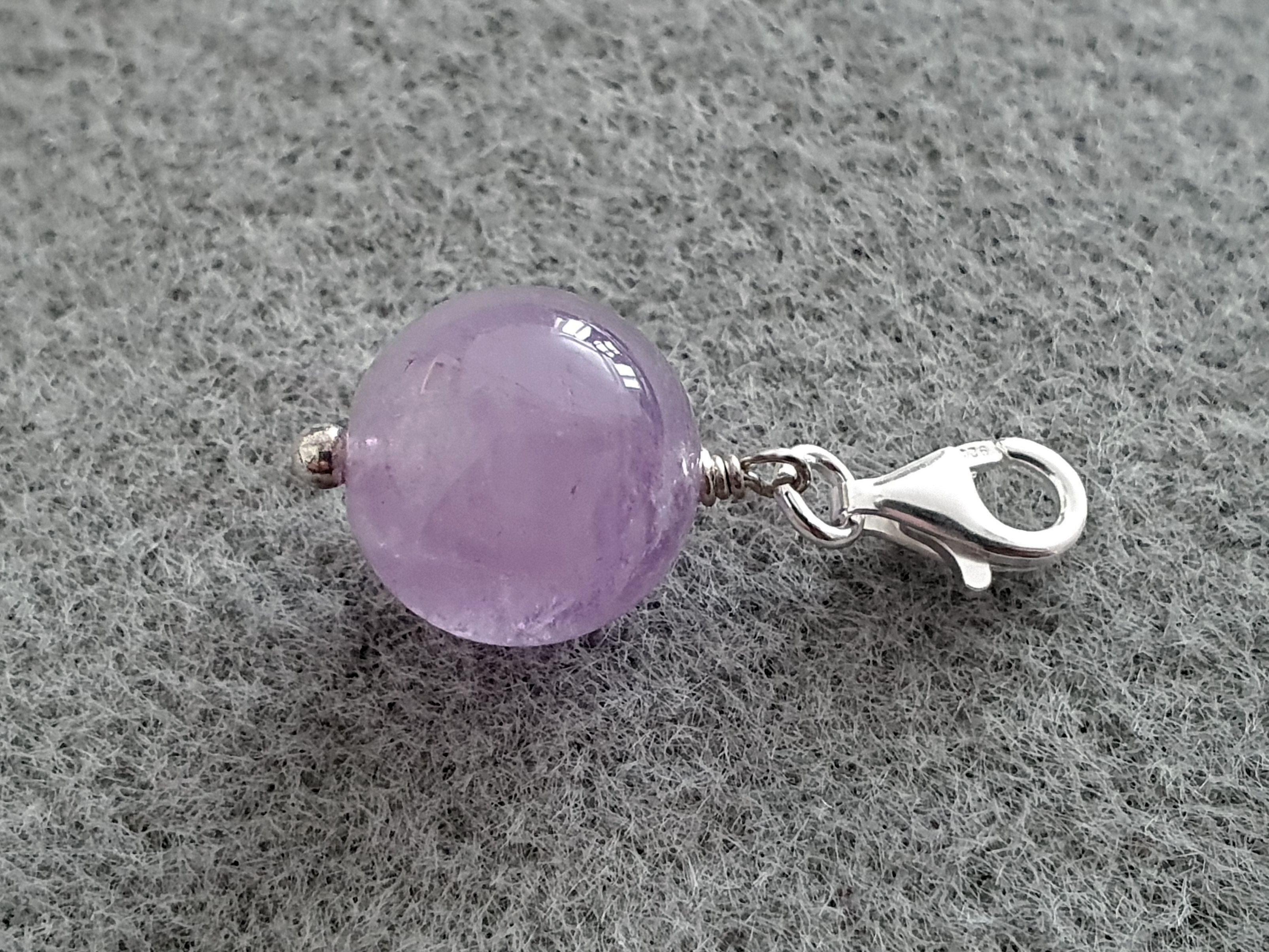 Charm ( lavender ) Amethyst 12mm ball, 925-silver