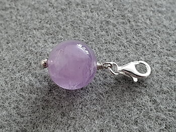 Berlock  ( lavendel ) Ametist 12mm kula, 925-silver