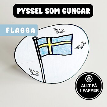 Midsommarpyssel - Gungande flagga av ett A4-papper