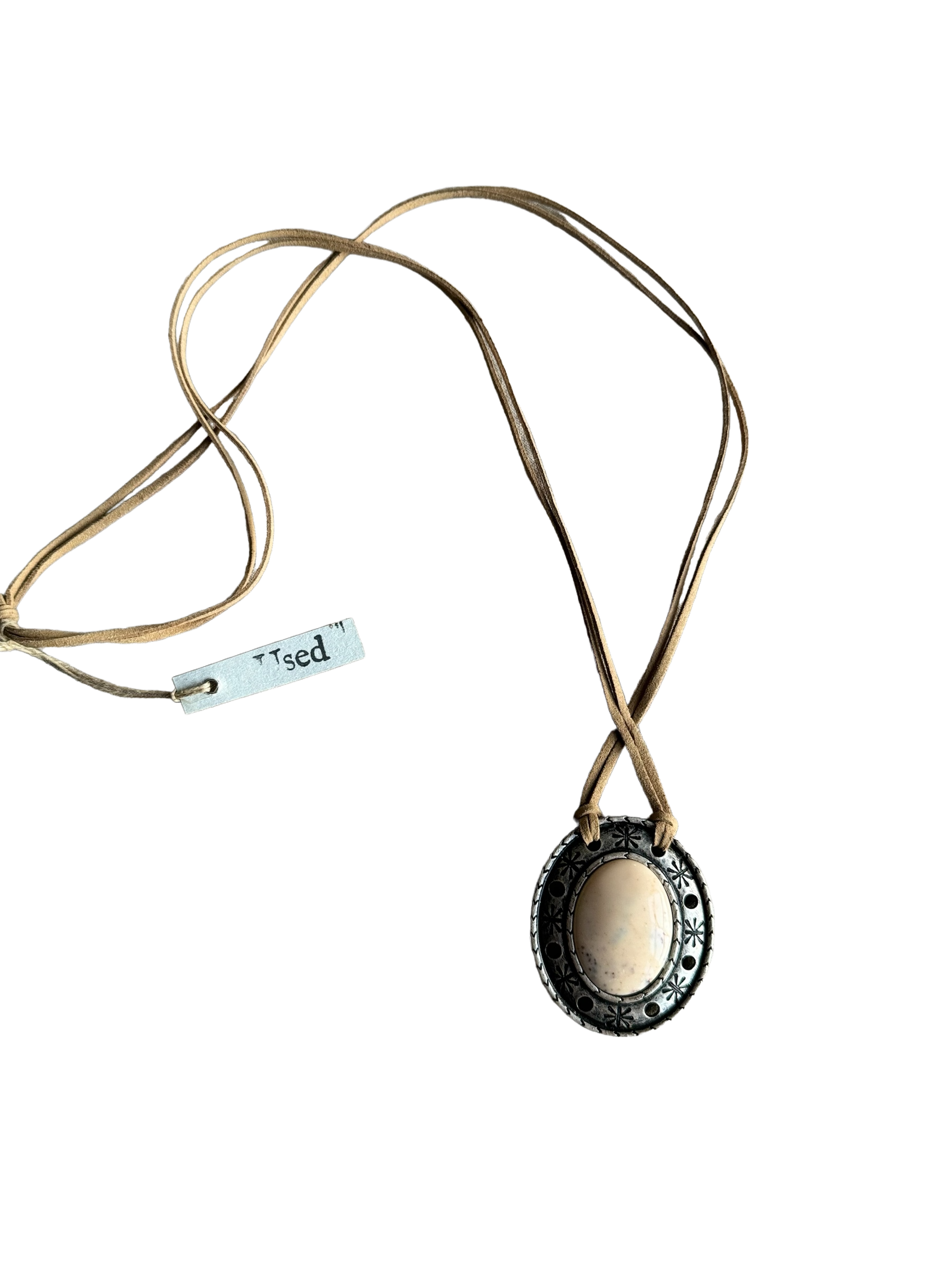 LÅNGT HALSBAND - NATUR - METALL/STEN - 2