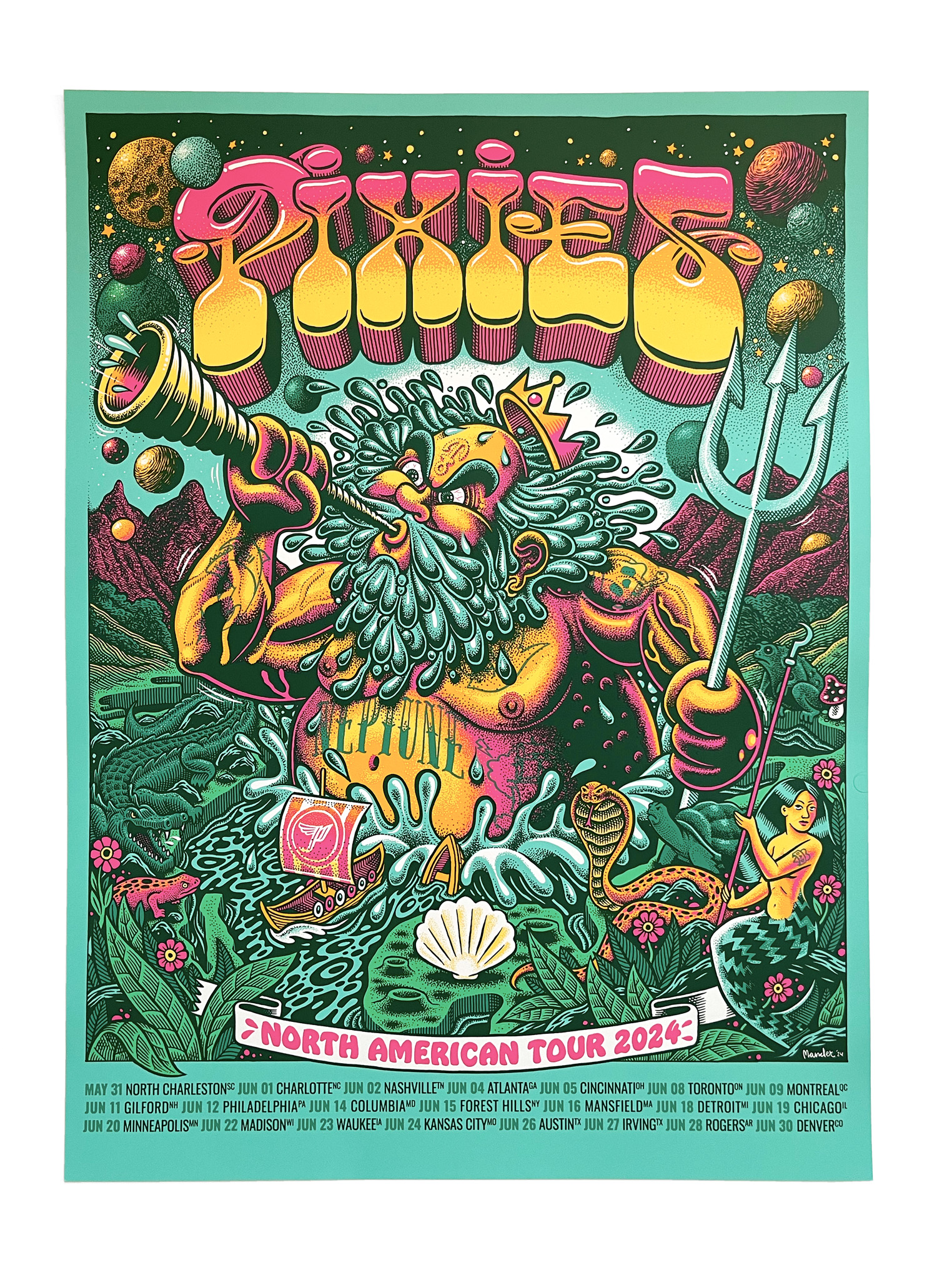 PIXIES North American Tour 2024 poster - TRUST NO ONE RECORDINGS