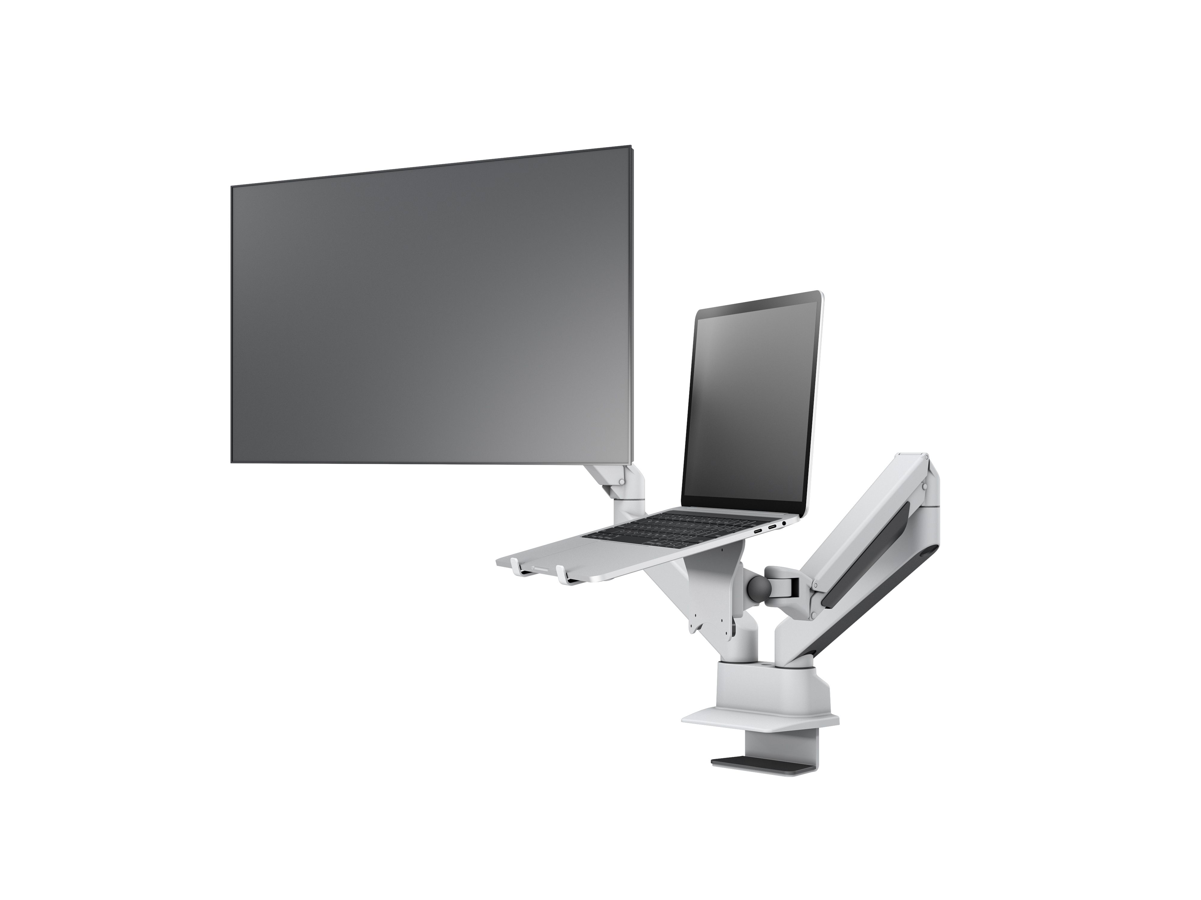 M VESA Gas Lift Arm Dual Arm w. Laptop Holder White - 5