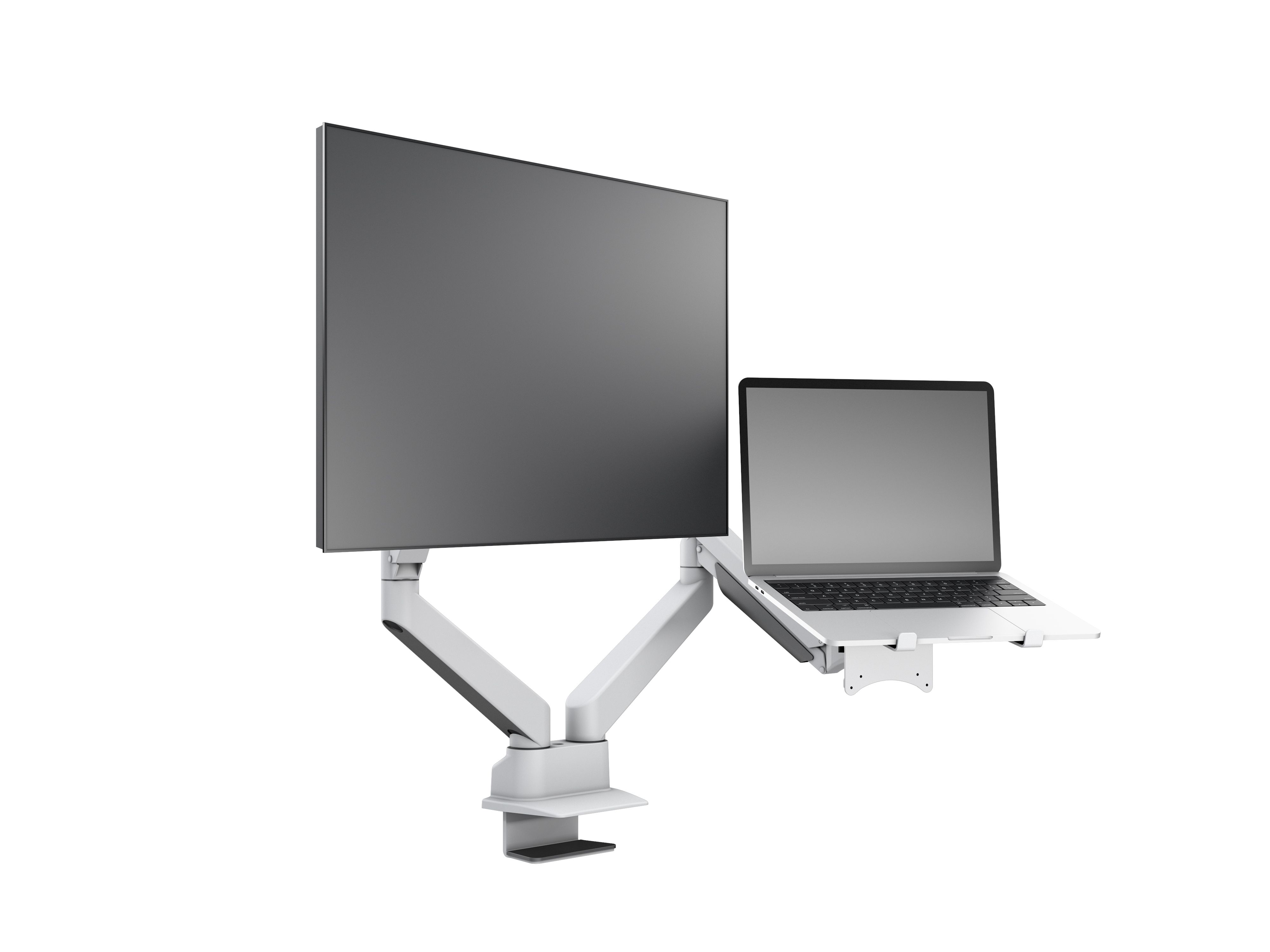 M VESA Gas Lift Arm Dual Arm w. Laptop Holder White - 4