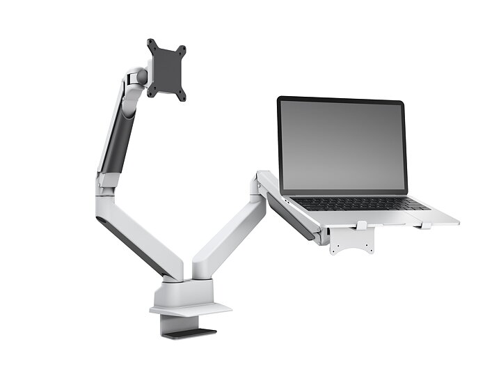 M VESA Gas Lift Arm Dual Arm w. Laptop Holder White