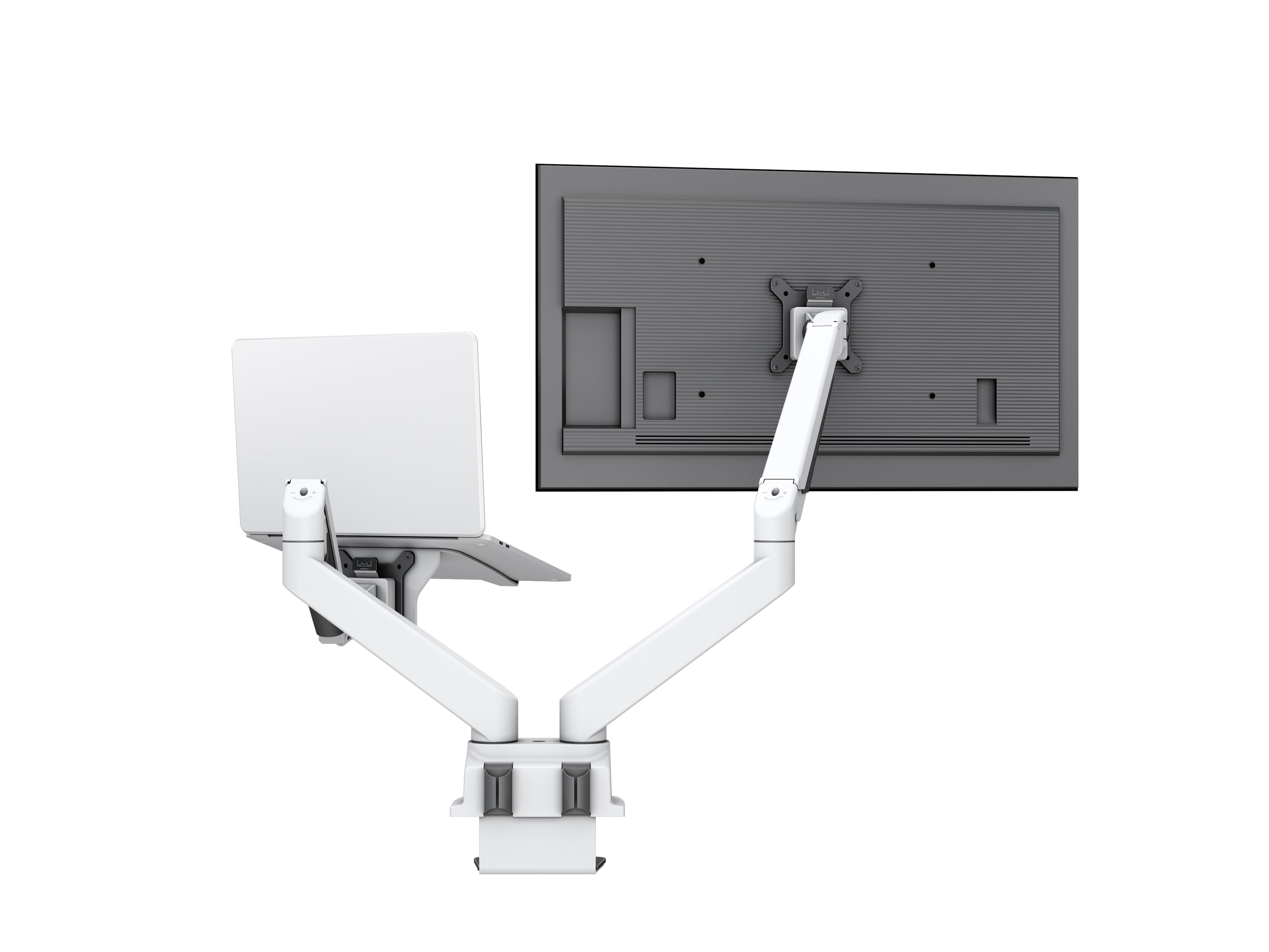 M VESA Gas Lift Arm Dual Arm w. Laptop Holder White - 6