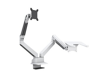 M VESA Gas Lift Arm Dual Arm w. Laptop Holder White